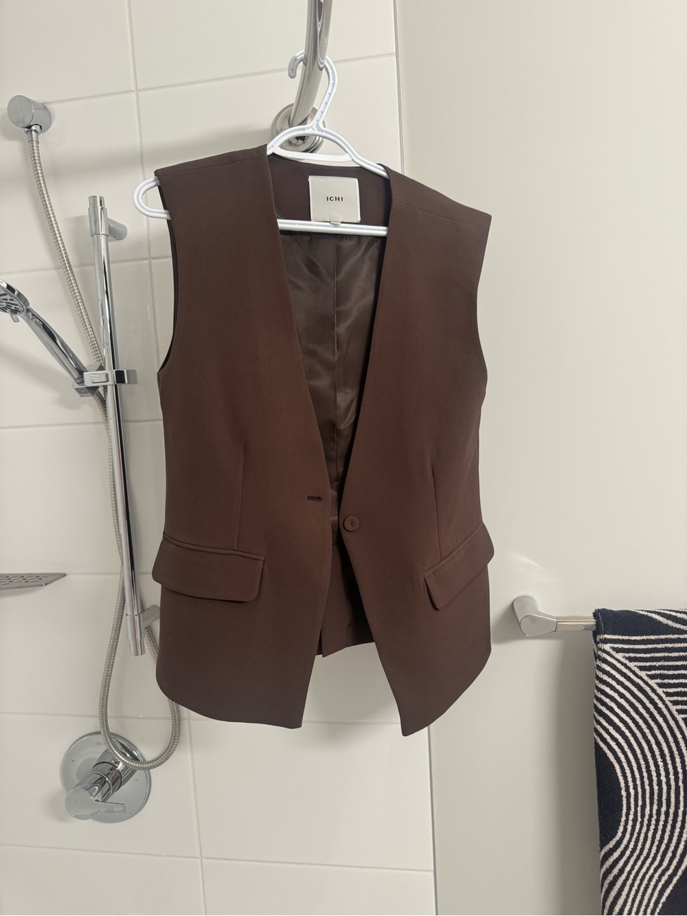 ICHI Chocolate Brown Tailored Women's Vest